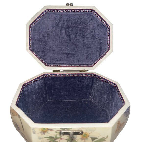 Margaret Dike Vintage Octagonal Box Cream Purse Garden Theme Signed - Picture 8 of 15
